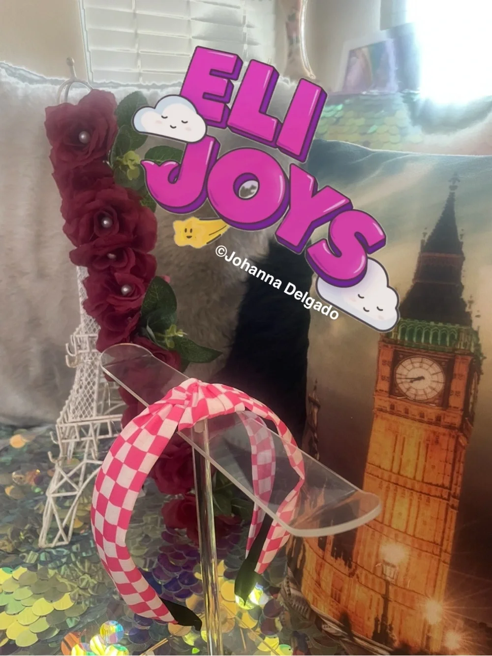 ELIJOYS Knotted Pink Checkerboard Headband